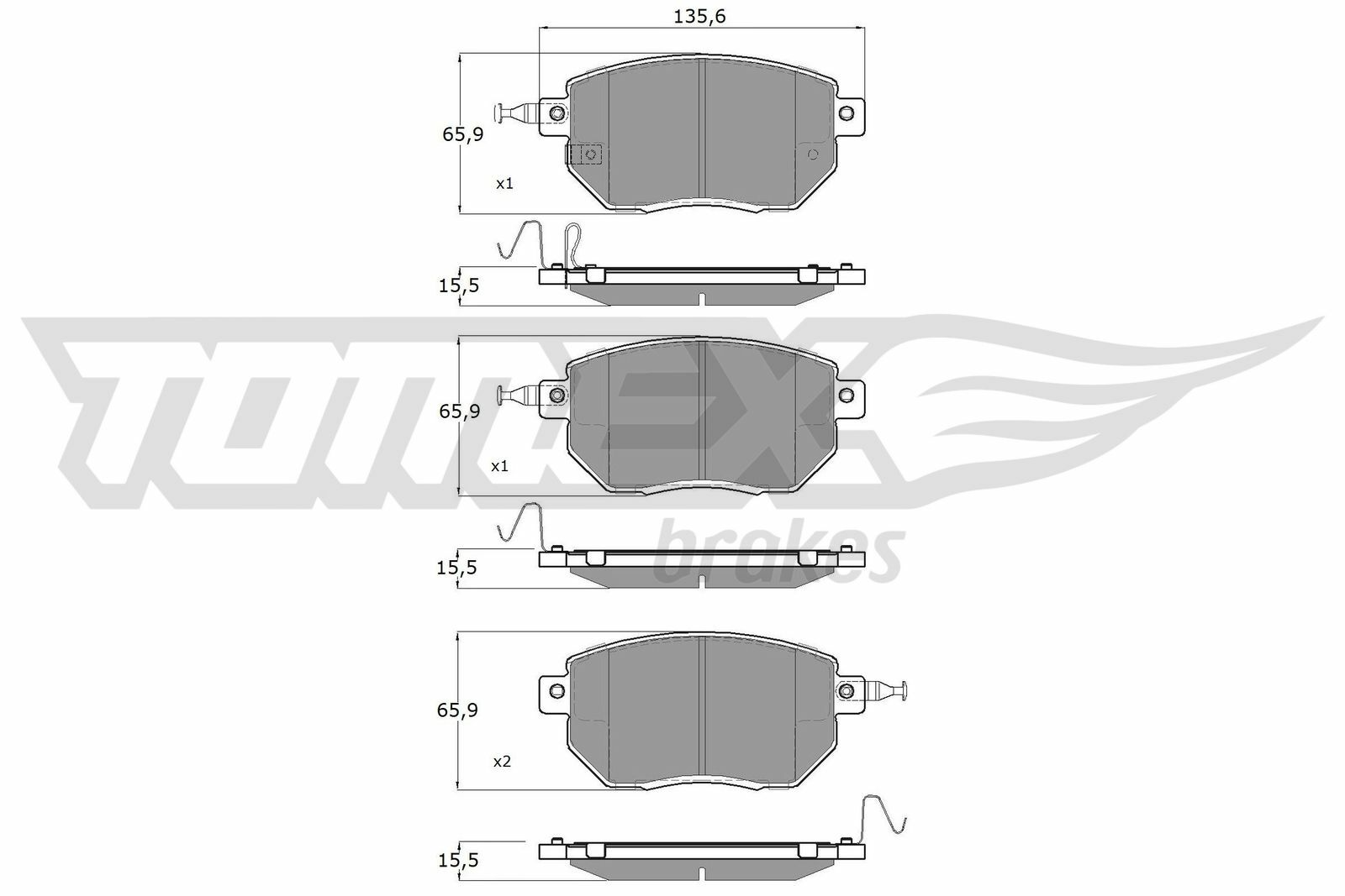 Sada brzdových destiček, kotoučová brzda TOMEX Brakes